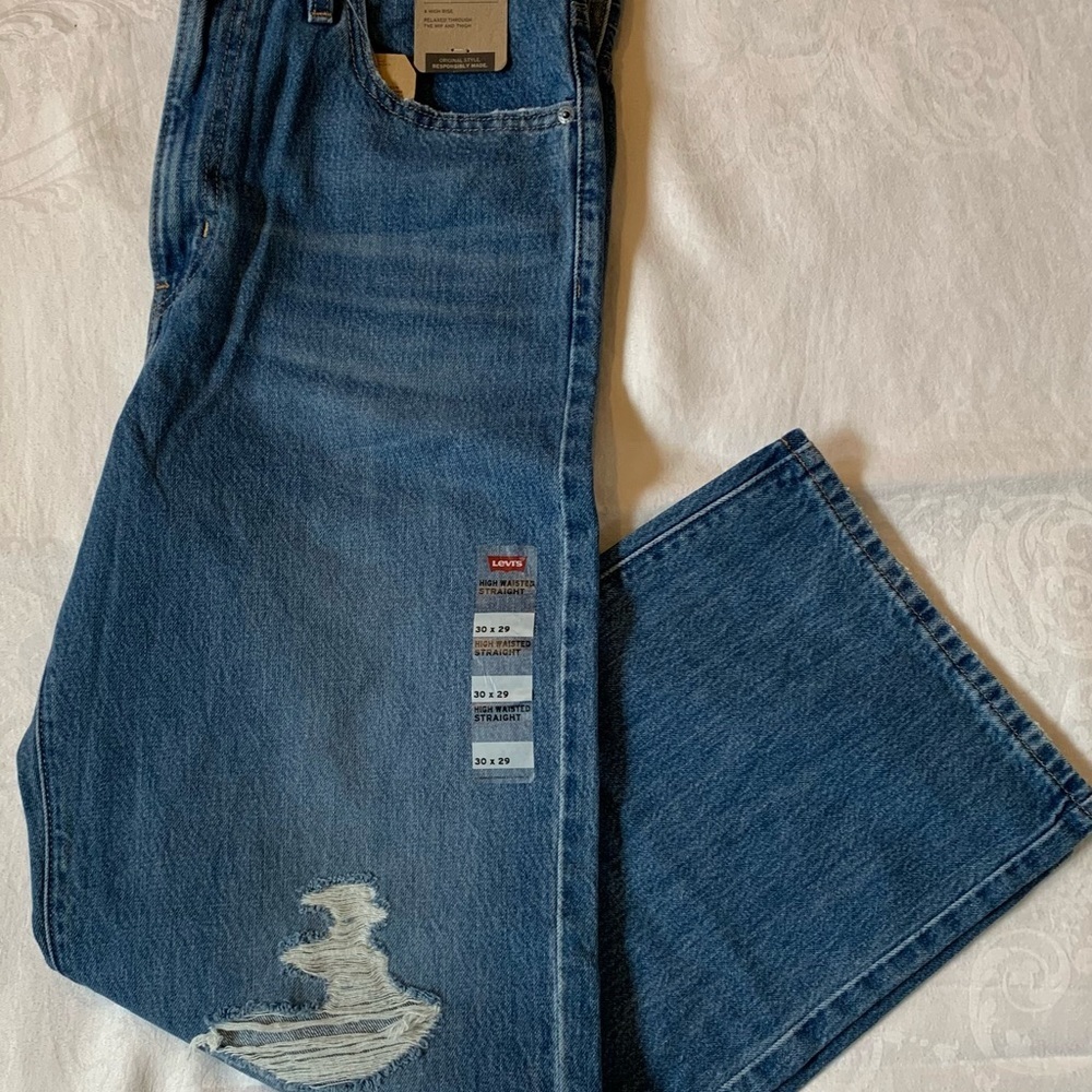 NWT LEVI’S JEANS HIGH RISE WIDE LEG STRAIGHT SIZE 30 - Picture 5 of 10